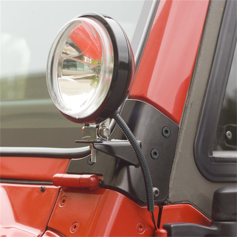 Rugged Ridge 97-06 Jeep Wrangler TJ Windshield Hinge Light Brackets Black Rugged Ridge Brackets