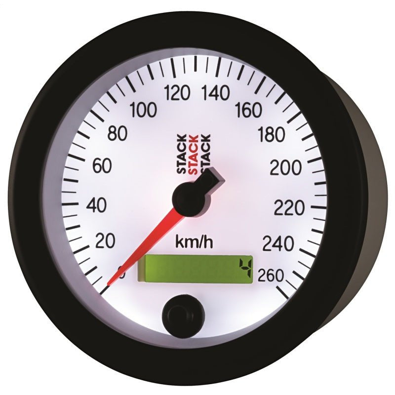 Autometer Stack Instruments 88MM 0-260 KM/H Programmable Speedometer - White AutoMeter Gauges