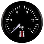 Autometer Stack 52mm 0-15 PSI 1/8in NPTF Male Pro Stepper Motor Fuel Pressure Gauge - Black AutoMeter Gauges