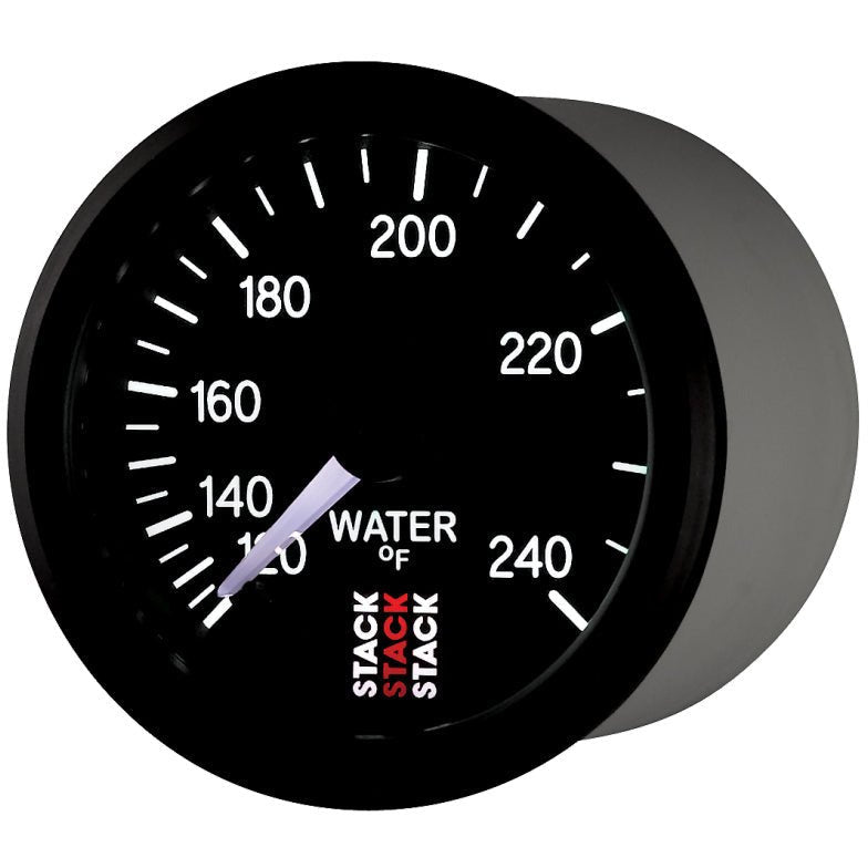 Autometer Stack 52mm 120-240 Deg F 1/2in Npt (M) Mechanical Water Temp Gauge - Black AutoMeter Gauges