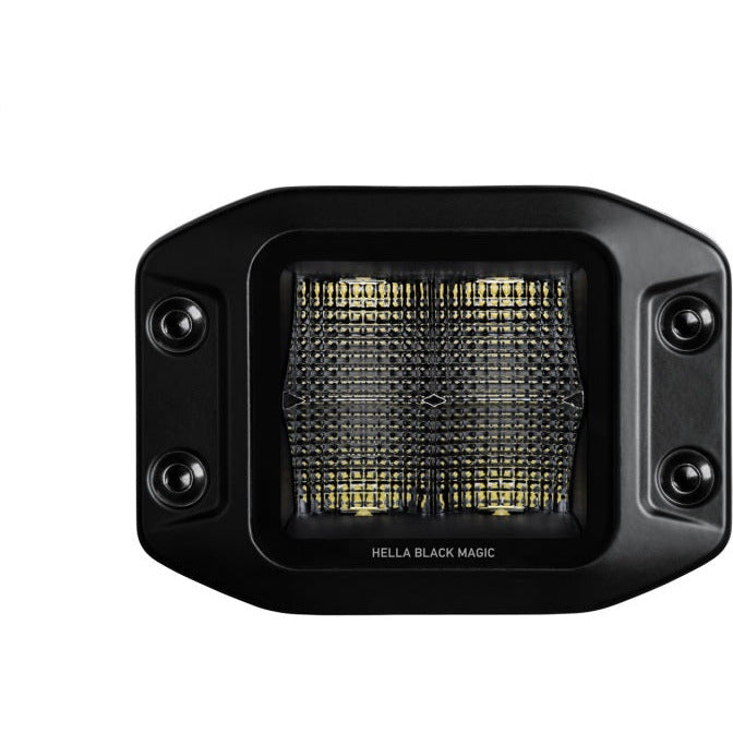 Hella Universal Black Magic 3.2in L.E.D. Cube Kit - Flood Beam (Flush Mount) Hella Fog Lights