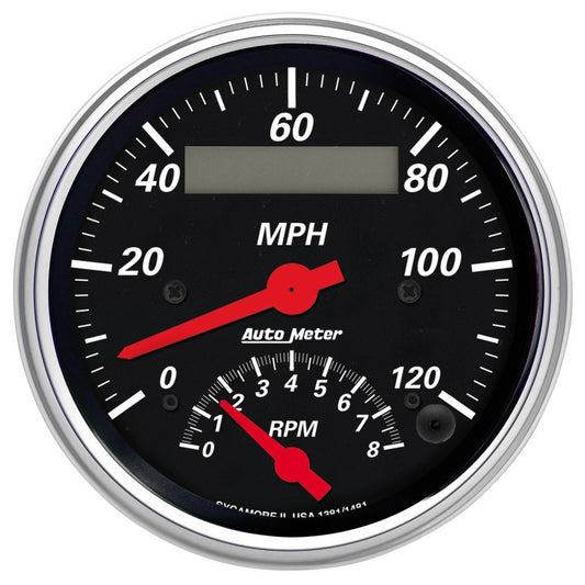 AutoMeter Gauge Tach/Speedo 3-3/8in. 120MPH & 8K RPM Elec. Program. Designer Blk AutoMeter Gauges