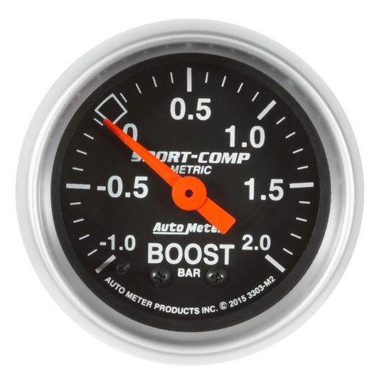 Autometer Sport-Comp Gauge Vac/Boost 2 1/16in -1 - +2 Bar Mechanical Sport-Comp AutoMeter Gauges