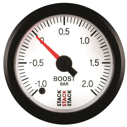 Autometer Stack 52mm -1 to +2 Bar (Incl T-Fitting) Pro Stepper Motor Boost Pressure Gauge - White AutoMeter Gauges