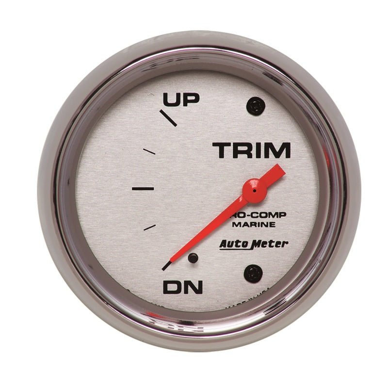 Autometer Marine Chrome Gauge 2-5/8in Electric Trim Level Gauge 0OHM Down - 90OHM Up AutoMeter Gauges