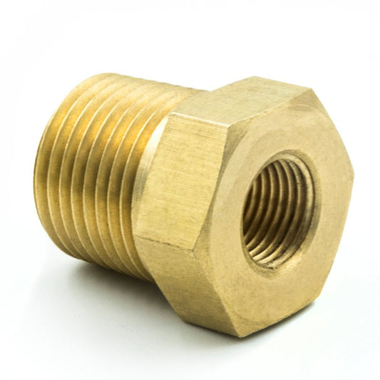 Autometer Brass Adapter Fitting - 3/8in NPT Male - 1/8in NPT Female AutoMeter Gauges