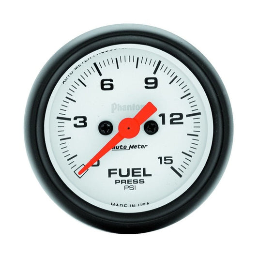 Autometer Phantom Fuel Pressure gauge 52mm 0-15 PSI Full Sweep Elec w/o peak & Valley AutoMeter Gauges