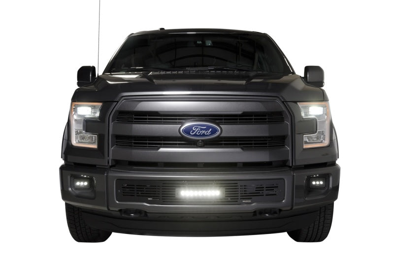 Putco 15-17 Ford F-150 - SS Black Bar Design w/10in Luminix Light Bar Bumper Grille Inserts