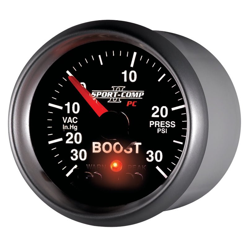 Autometer Sport-Comp II 52mm 30 IN HG / 30 PSI Electronic Boost/Vacuum Gauge AutoMeter Gauges