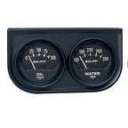Autometer AutoGage Two-Gauge Console 52.4mm Mech 0-100 PSI Oil Press / 130-280 Deg Water Temp- Black AutoMeter Gauges