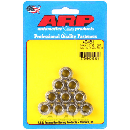 ARP M9 x 1.00 (M11 WR) SS 12pt Nut Kit (Set of 10) ARP Hardware Kits - Other