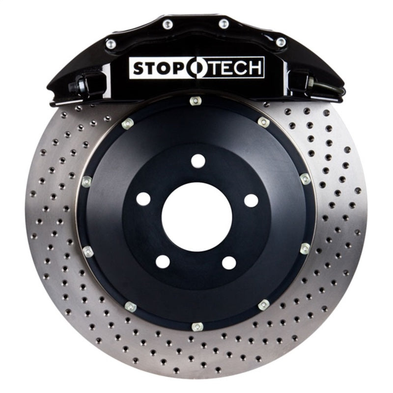 StopTech 14-15 Chevy Corvette Z51 Front BBK w/ Black ST-60 Calipers Drilled 380x32mm Rotors Pads Stoptech Big Brake Kits