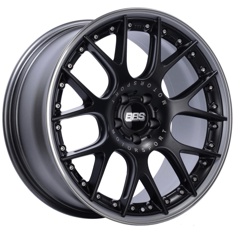 BBS CH-RII 20x9 5x120 ET25 Satin Black Center Platinum Lip SS Rim Prot Wheel -82mm PFS/Clip Req BBS Wheels - Cast