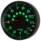 Autometer Spek-Pro Gauge Tachometer 5in 11K Rpm W/Shift Light & Peak Mem Black/Black AutoMeter Gauges