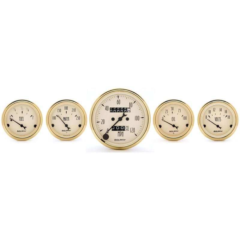 Autometer Golden Oldies 5 piece Kit (Mech Speed/Elec Oil Press/Water Temp/Volt/Fuel Level) AutoMeter Gauges