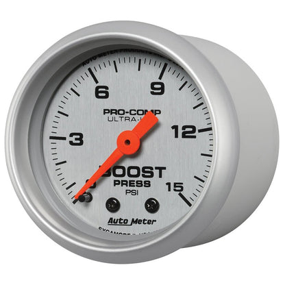 Autometer Ultra-Lite 52mm 0-15 PSI Mechanical Boost Gauge AutoMeter Gauges