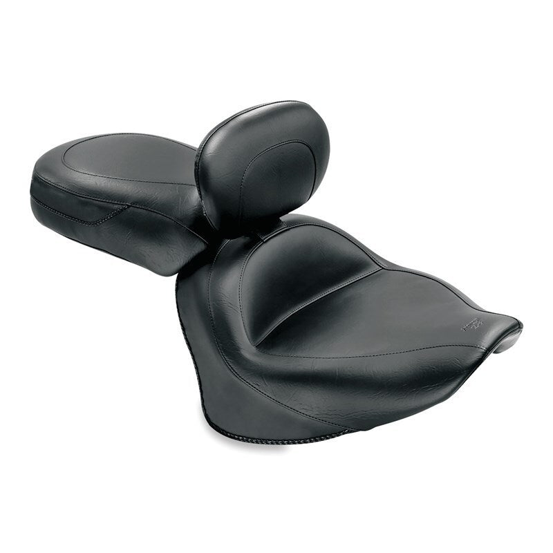 Mustang 07-17 Yamaha V-Star 1300, 1300 Tourer Wide Touring 2PC Seat w/Driver Backrest - Black