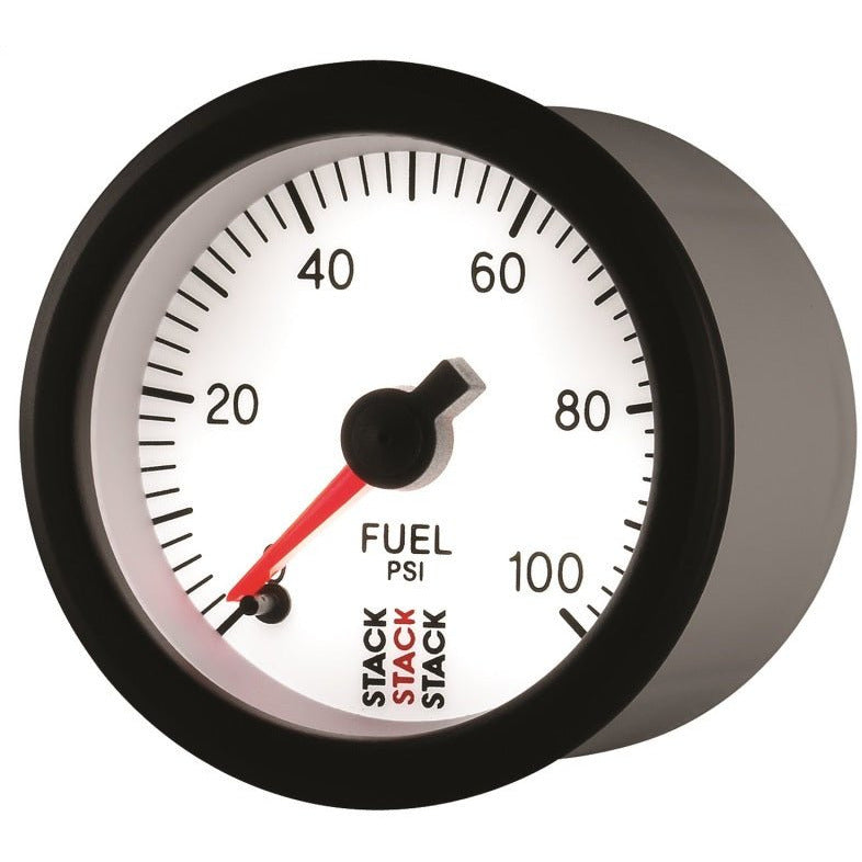 Autometer Stack 52mm 0-100 PSI 1/8in NPTF Male Pro Stepper Motor Fuel Pressure Gauge - White AutoMeter Gauges