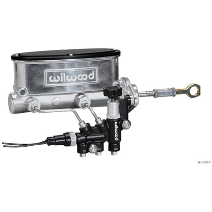 Wilwood HV Tandem M/C Kit w L/H Bracket & Prop Valve - 7/8in Bore Ball Burn.-W/Push Wilwood Brake Master Cylinder