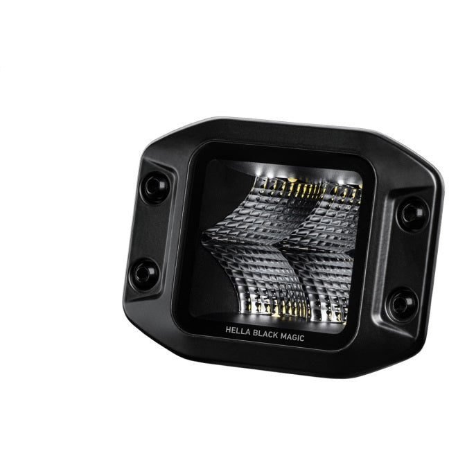 Hella Universal Black Magic 3.2in L.E.D. Cube Kit - Flood Beam (Flush Mount) Hella Fog Lights