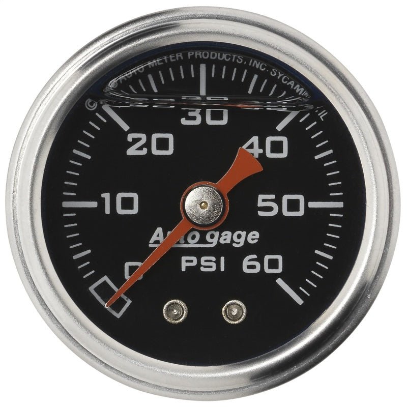 Autometer AutoGage 1.5in Liquid Filled Mechanical 0-60 PSI Fuel Pressure Gauge - Black AutoMeter Gauges