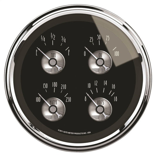 Autometer Prestige Series Black Diamond 5 Gauge Quad 5in Oil Pres/Fuel Level/Water Temp/Volts AutoMeter Gauges