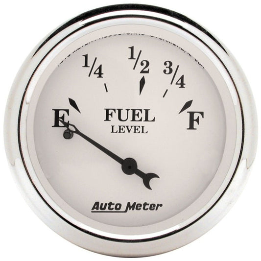 Auto Meter Old Tyme White 2-1/16in 0-30 OHM Electric Fuel Level Gauge AutoMeter Gauges
