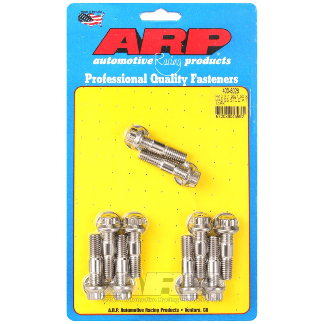 ARP M10 x 1.25/1.50 x 48mm Broached 10 Piece Stud Kit ARP Hardware - Singles