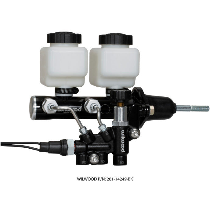 Wilwood Tandem Remote M/C Kit w L/H Brkt & Prop Valve - 7/8in Bore Black-W/Pushrod Wilwood Brake Master Cylinder