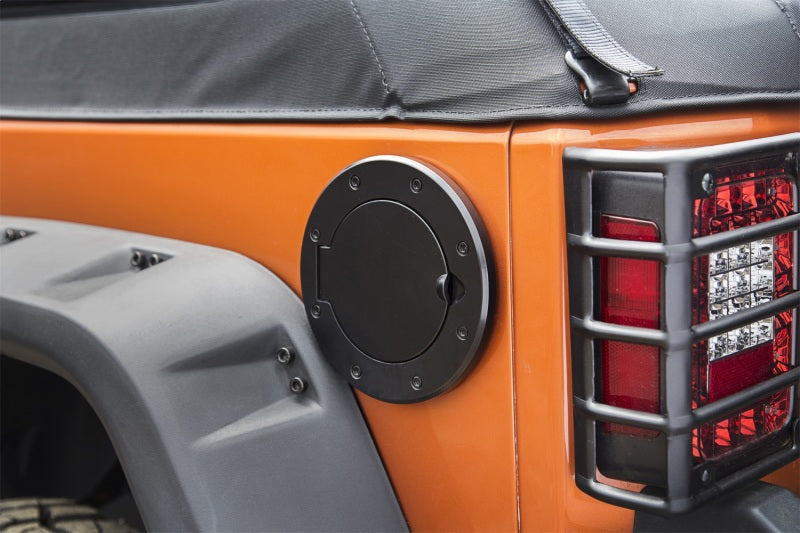 Rugged Ridge Non-Locking Gas Cap Door Black 07-18 Jeep Wrangler Rugged Ridge Fuel Caps