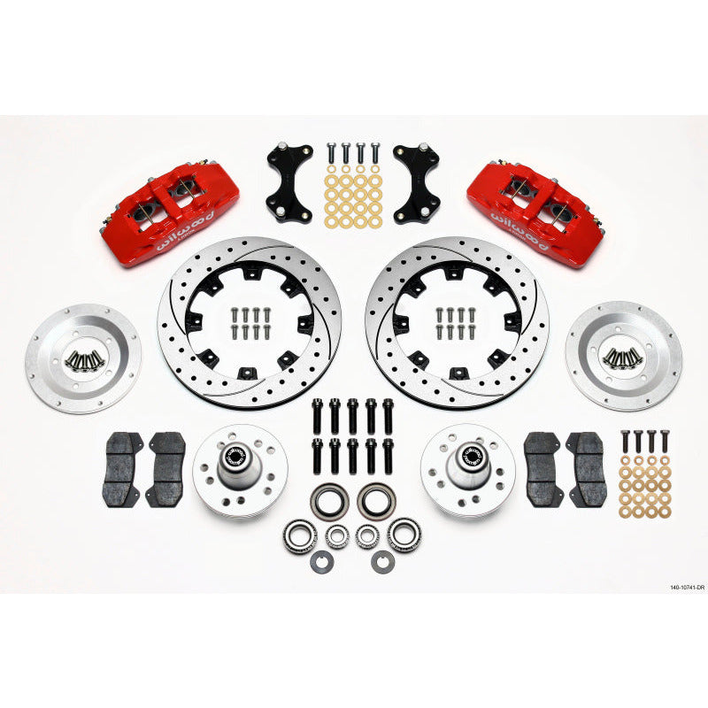 Wilwood Dynapro 6 Front Hub Kit 12.19in Drilled Red WWE ProSpindle Wilwood Big Brake Kits