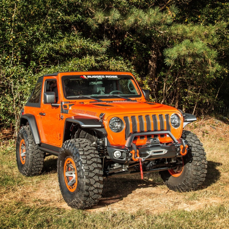 Rugged Ridge 18-22 Jeep Wrangler JL/JT Grille Arcus Front Bumper Stamped Steel Overrider Bar Rugged Ridge Bumpers - Steel