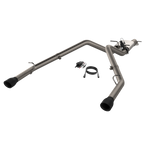 2019-2024 Ram 1500 QTP Screamer Split Rear Exit Cat Back Black Tips