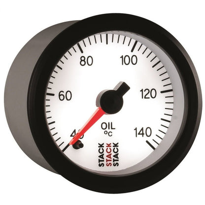 Autometer Stack 52mm 40-140 Deg C 1/8in NPTF Male Pro Stepper Motor Oil Temp Gauge - White AutoMeter Gauges