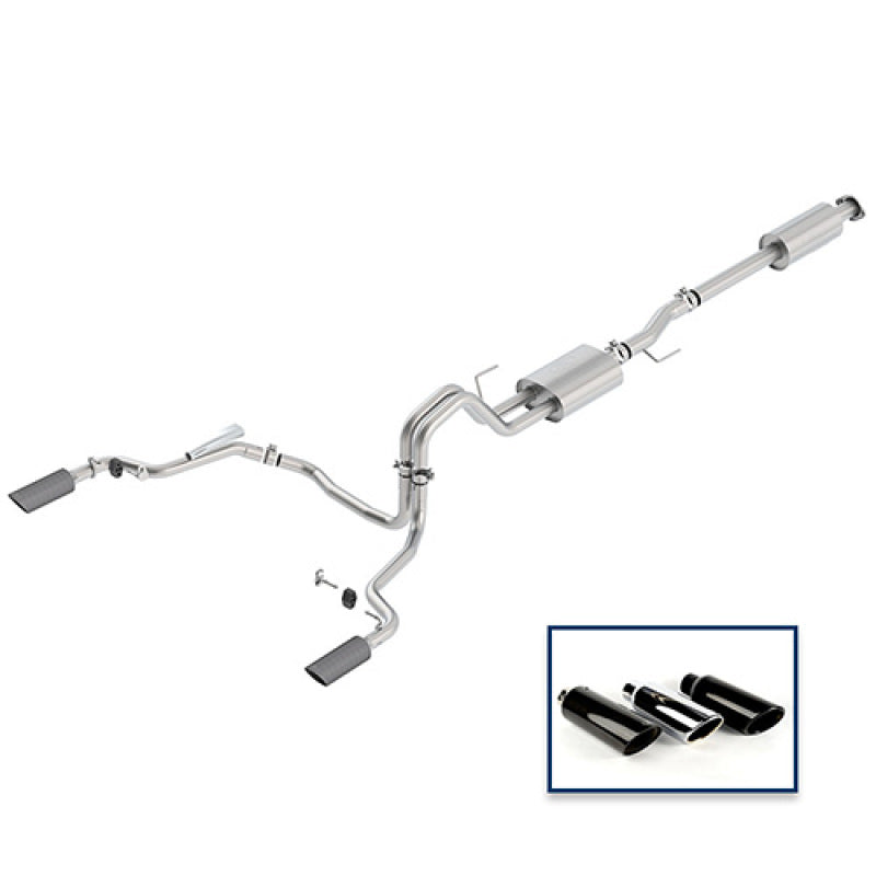 Ford Racing 15-18 F-150 5.0L Cat-Back Sport Exhaust System - Rear Exit Carbon Fiber Tips