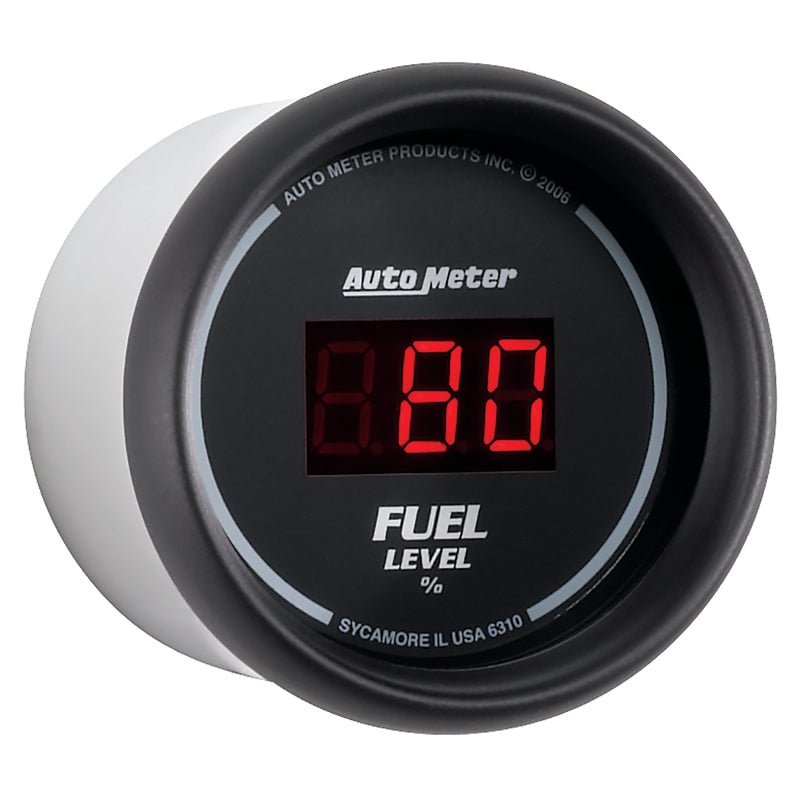 Autometer 52mm Black Digital Programmable Empty-Full Fuel Level Gauge AutoMeter Gauges