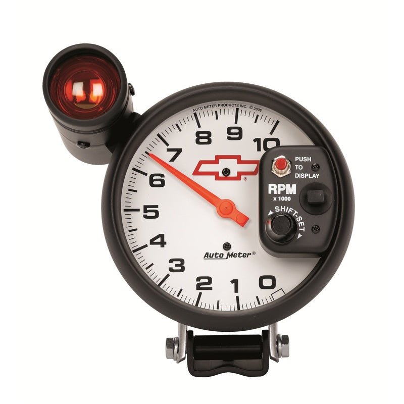 AutoMeter 5in (127mm) Pedestal Tachometer, 0-10,000 RPM, Chevy Red Bowtie AutoMeter Gauges