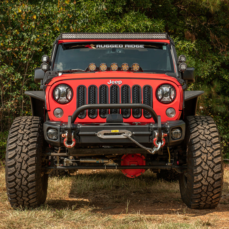 Rugged Ridge Arcus Front Bumper Set W/ Overrider 07-18 Jeep Wrangler JK Rugged Ridge Bumpers - Steel