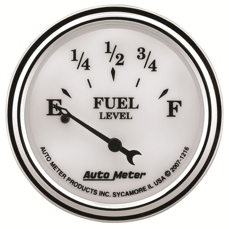 AutoMeter Gauge Fuel Level 2-1/16in. 240 Ohm(e) to 33 Ohm(f) Elec Old Tyme White II AutoMeter Gauges