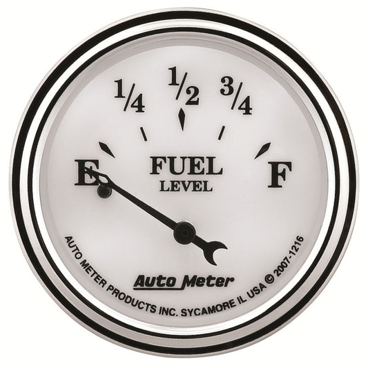 AutoMeter Gauge Fuel Level 2-1/16in. 240 Ohm(e) to 33 Ohm(f) Elec Old Tyme White II AutoMeter Gauges