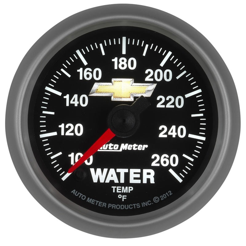 AutoMeter Gauge Water Temp 2-1/16in. 100-260 Deg. F Digital Stepper Motor Chevy Gold Bowtie AutoMeter Gauges
