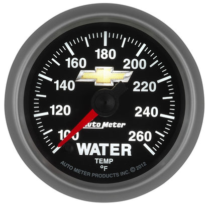 AutoMeter Gauge Water Temp 2-1/16in. 100-260 Deg. F Digital Stepper Motor Chevy Gold Bowtie AutoMeter Gauges