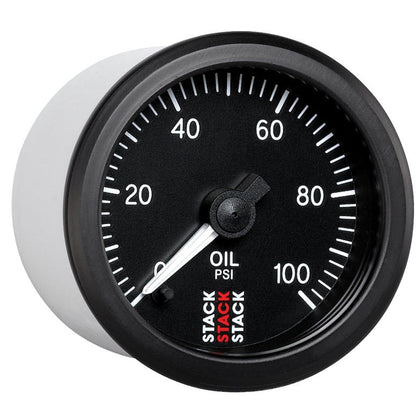 Autometer Stack 52mm 0-100 PSI 1/8in NPTF Male Pro Stepper Motor Oil Pressure Gauge - Black AutoMeter Gauges