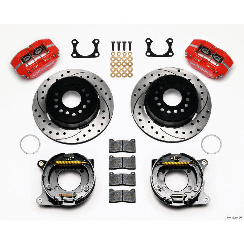 Wilwood Dynapro Dust-Boot P/S Park Brake Kit Drilled Red Big Ford 2.36in Offset Wilwood Big Brake Kits