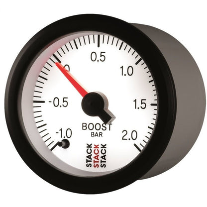 Autometer Stack 52mm -1 to +2 Bar (Incl T-Fitting) Pro Stepper Motor Boost Pressure Gauge - White AutoMeter Gauges