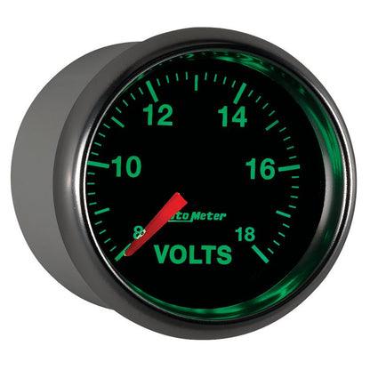 Autometer GS Series 2-1/16in Voltmeter 18V Electrical Gauge Full Sweep AutoMeter Gauges