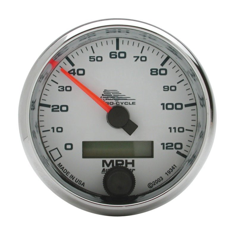 Autometer Pro-Cycle Gauge Speedo 2 5/8in 120 Mph Elec White AutoMeter Gauges