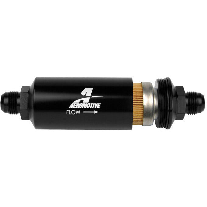 Aeromotive In-Line Filter - (AN -10 Male) 10 Micron Fabric Element Bright Dip Black Finish Aeromotive Fuel Filters