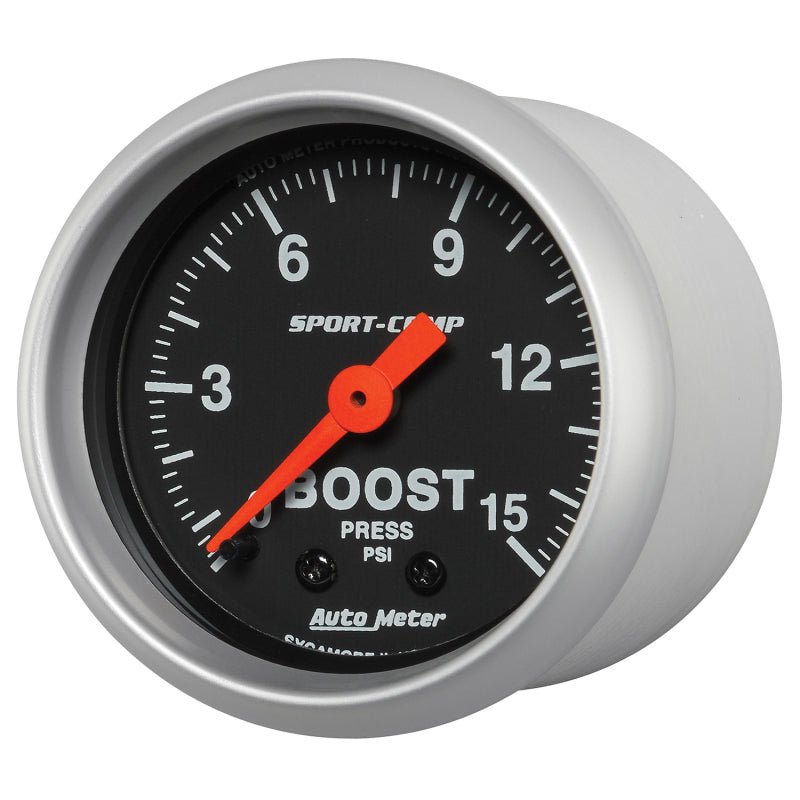 Autometer 2-1/16in 0-15 PSI Mechanical Sport-Comp Boost Pressure Gauge AutoMeter Gauges