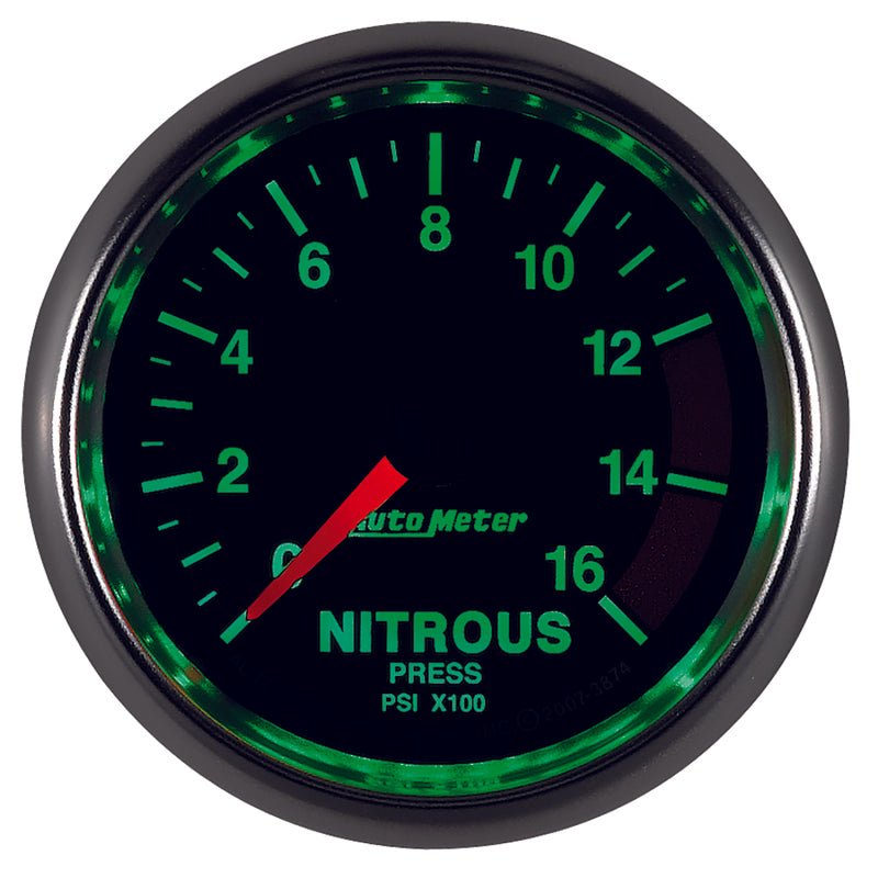 Autometer GS 2 1/16in. 1600PSI Nitrous Fuel Pressure Gauge AutoMeter Gauges